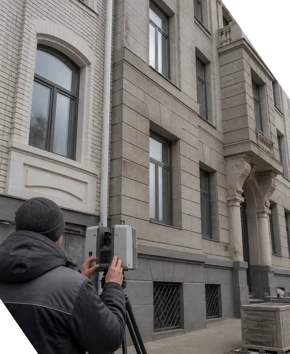 Лазерное сканирование фасадов зданий для обследования в Кондопоге